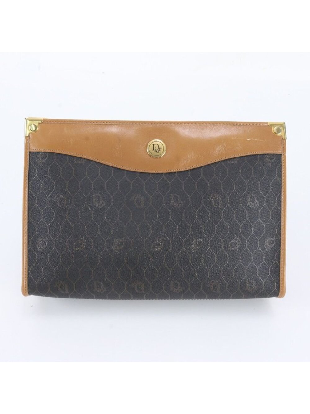 Dior Honeycomb Pattern Leather Clutch Pouch Business